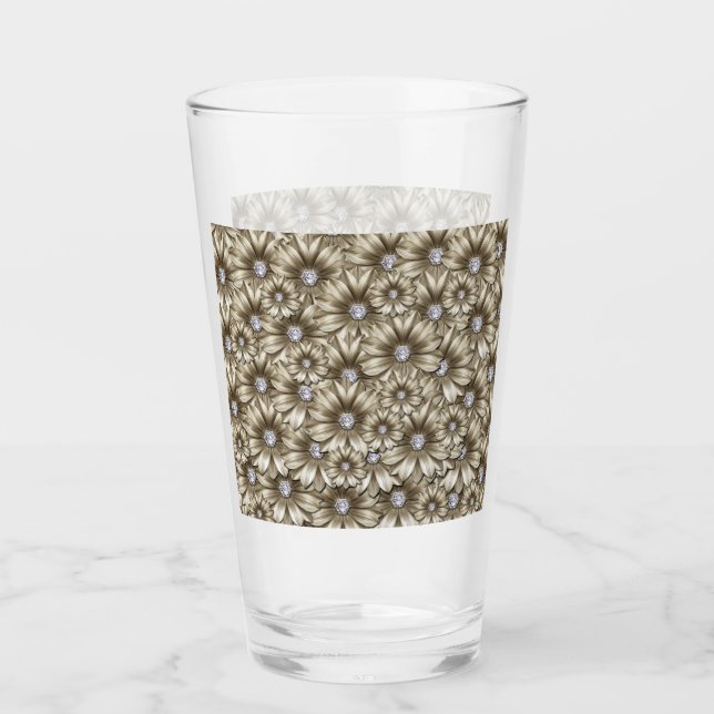 Copo De Pint Vidro das Flores de Diamante (Frente)