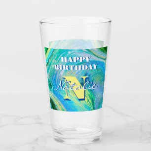 Copo De Pint Vidro de Arte do Fluxo Acrílico Azul Aqua