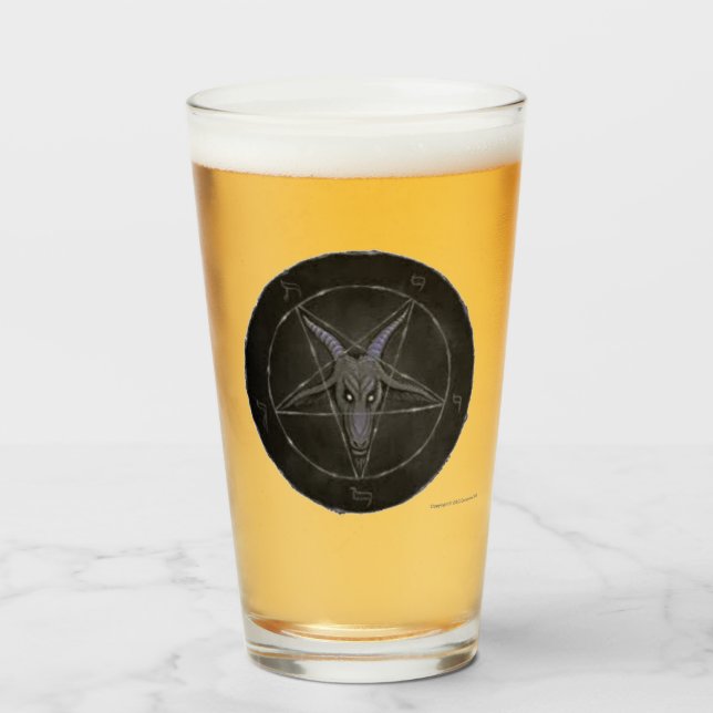 Copo De Pint Vidro de Baphomet (Pedra de Cinza) (Frente (Preenchido))