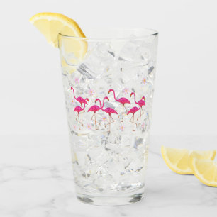 Copo De Pint Vidro de bebendo cor-de-rosa dos flamingos