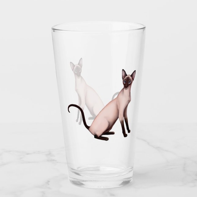 Copo De Pint Vidro de bebendo do Tumbler da arte do gato (Frente)