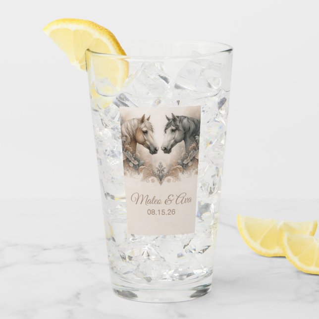 Copo De Pint Vidro de Casamento Elegante (Gelo frontal)