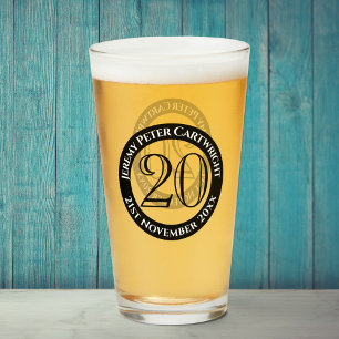 Copo De Pint Vidro de Celebração de Aniversário de 20