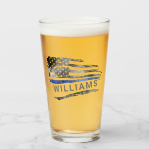 Copo De Pint Vidro De Cerveja De Linha Azul Edgado Com Nome