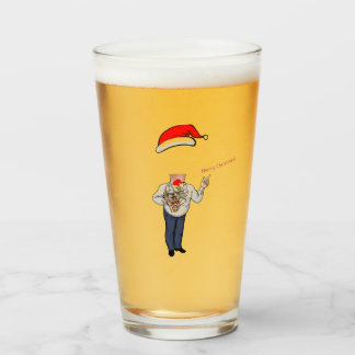 Copo De Pint Vidro de cerveja de Natal, adicione seu rosto!