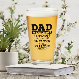 Copo De Pint Vidro de cerveja gravado para Pai com nomes de cri