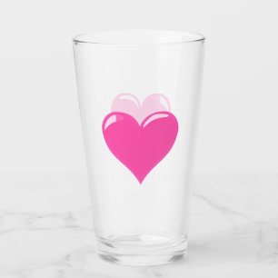 Copo De Pint Vidro de Coração Rosa