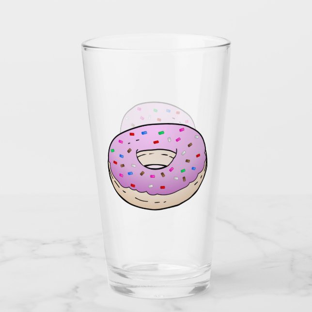 Copo De Pint Vidro de Donut Glacê Rosa (Frente)
