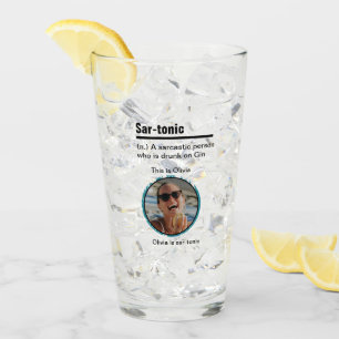 Copo De Pint Vidro de Foto e Nome do Gin Sarcástico