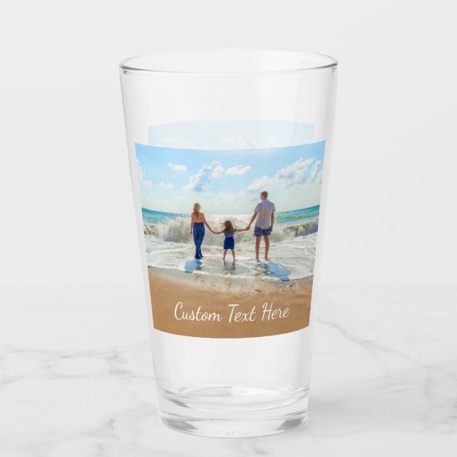 Copo De Pint Vidro de Fotografia Personalizado com Texto Person (Frente)