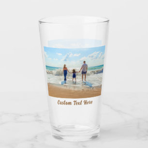 Copo De Pint Vidro de Fotografia Personalizado com Texto Person