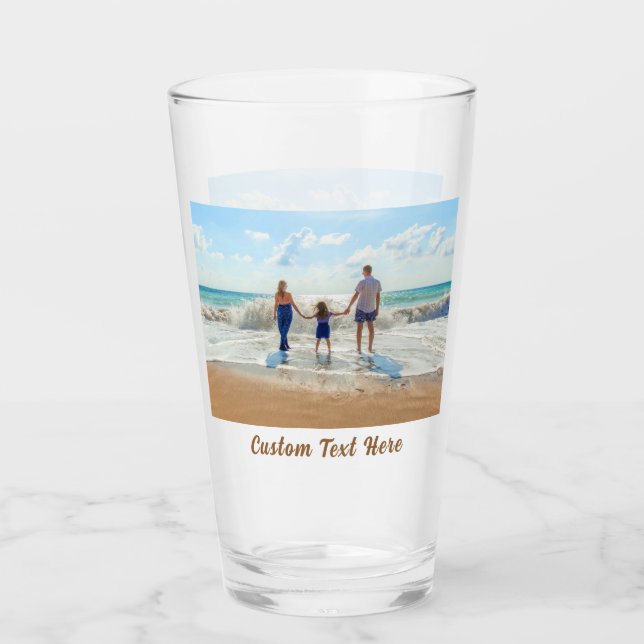 Copo De Pint Vidro de Fotografia Personalizado com Texto Person (Frente)