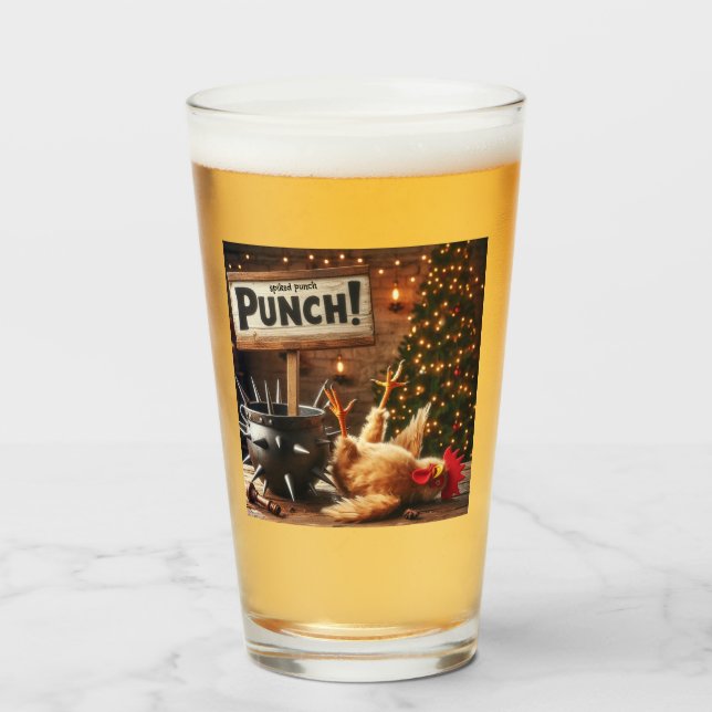 Copo De Pint Vidro de Galinha Intoxicado (Frente (Preenchido))