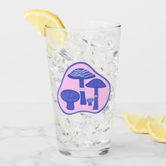 Copo De Pint Vidro de impressão 'Cogumelo Rosa&Azul'
