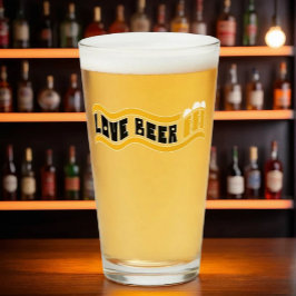 Copo De Pint Vidro De Impressão De "Beer Amor"