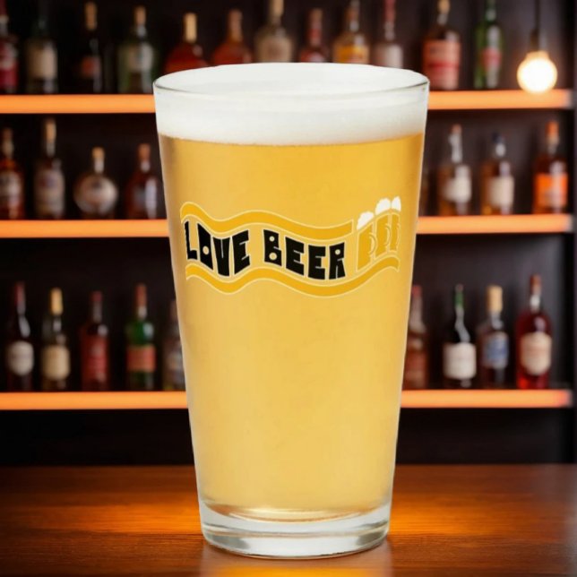 Copo De Pint Vidro De Impressão De "Beer Amor" (Criador carregado)