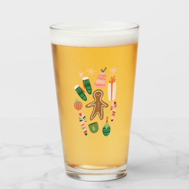 Copo De Pint Vidro de Natal Whimsic (Frente (Preenchido))