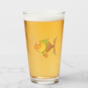 Copo De Pint Vidro de peixe feliz