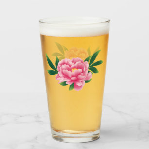 Copo De Pint Vidro de Peony Rosa