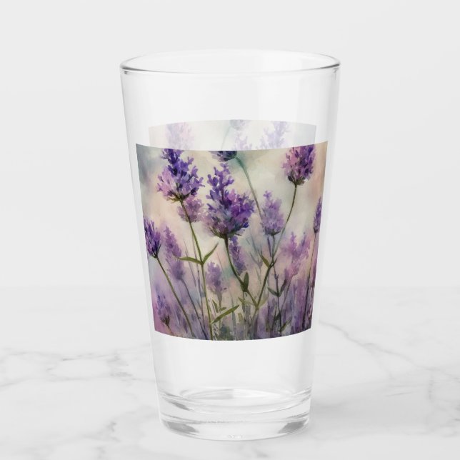 Copo De Pint Vidro de pinça de campos de Lavanda de tranquilo - (Frente)