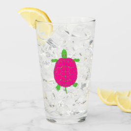 Copo De Pint Vidro de Tartaruga Rosa e Verde