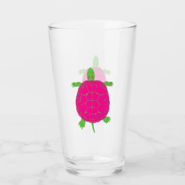 Copo De Pint Vidro de Tartaruga Rosa e Verde