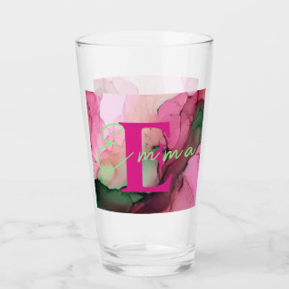 Copo De Pint Vidro de Tinta Rosa e Verde Personalizado
