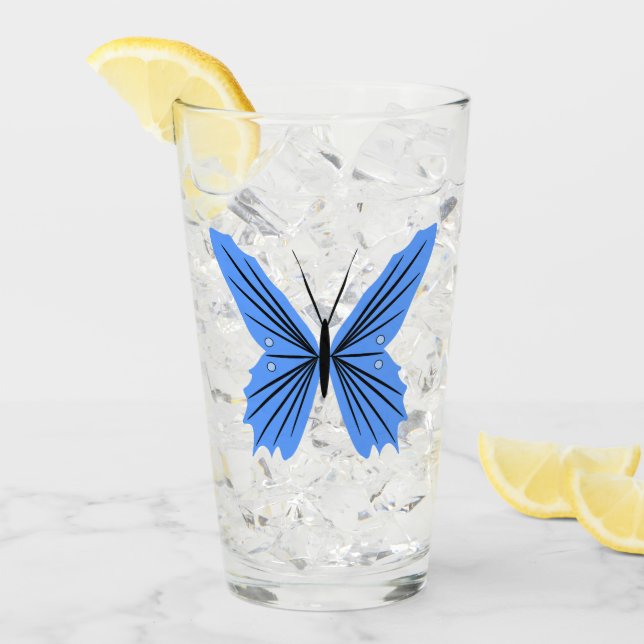 Copo De Pint Vidro Design da Borboleta Azul (Gelo frontal)