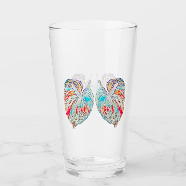 Copo De Pint Vidro do bebendo com Anthurium Editado (Frente)