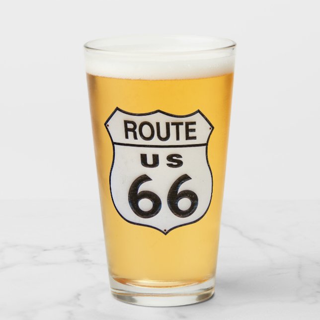 Copo De Pint Vidro do Bebendo de 66 pontos da rota dos EUA (Frente (Preenchido))