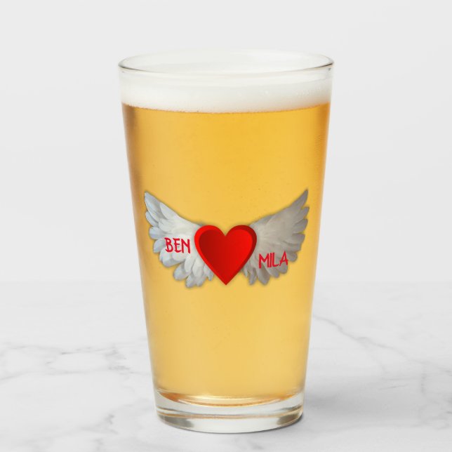 Copo De Pint Vidro do dia do Cupido (Frente (Preenchido))