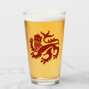Copo De Pint Vidro do Leão de Revival Gótico Vermelho