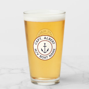 Copo De Pint Vidro do logotipo personalizado branco de âncora