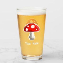 Copo De Pint Vidro do Nome do Cogumelo de Pixel Escuro