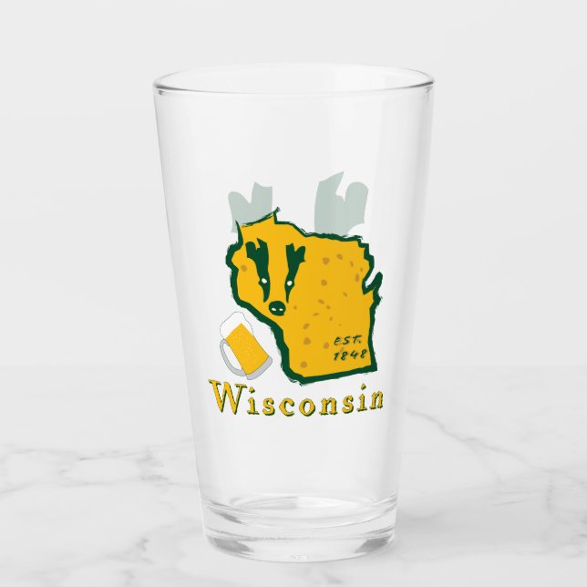 Copo De Pint Vidro do Tumbler de Wisconsin (Frente)