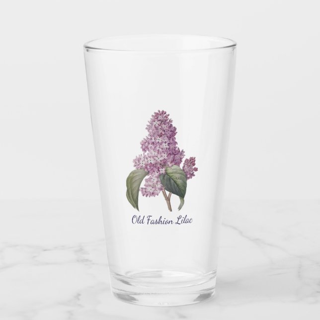 Copo De Pint Vidro do Tumbler Lilac Flor Roxo Velho (Frente)