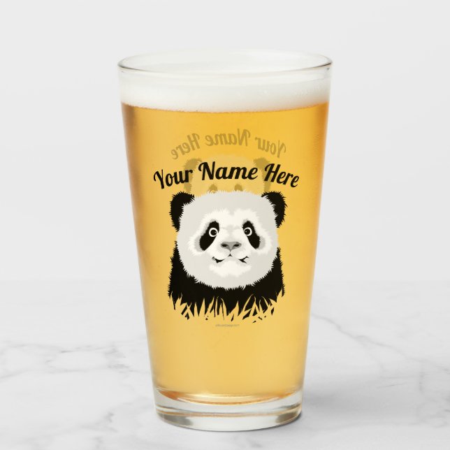 Copo De Pint Vidro do Urso de Panda (Frente (Preenchido))
