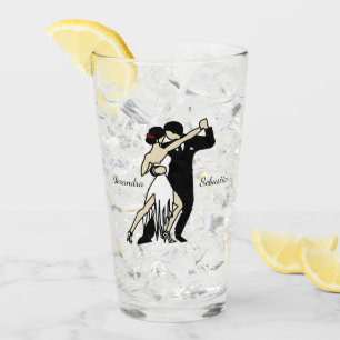 Copo De Pint Vidro dos Dançarinos Tango, estilo retrô