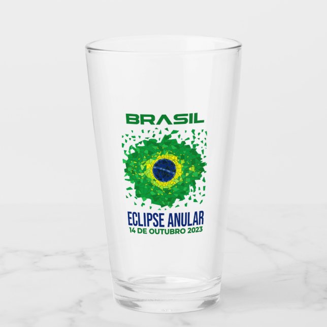 Copo De Pint Vidro Eclipse Anular do Brasil (Frente)