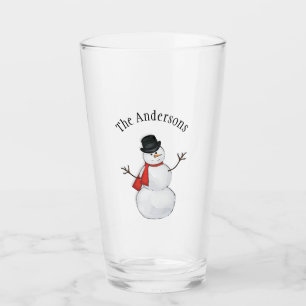Copo De Pint Vidro Editável Snowman