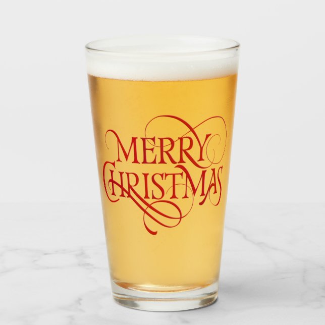 Copo De Pint Vidro Feliz de Natal (Frente (Preenchido))