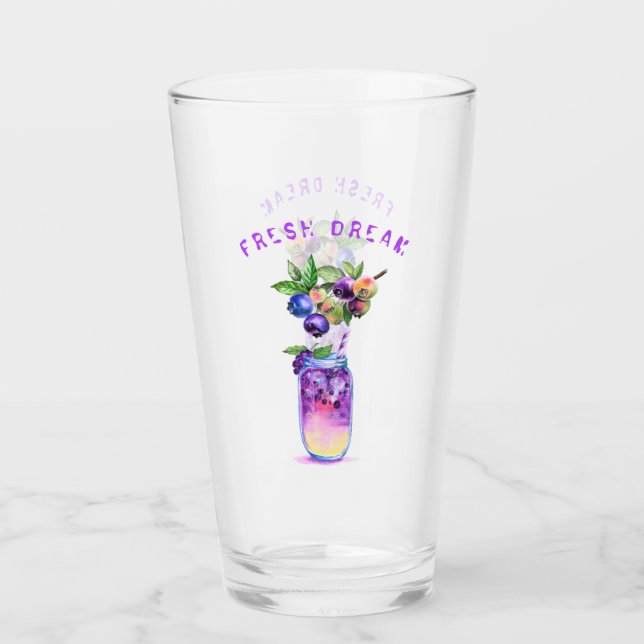 Copo De Pint Vidro fresco do mirtilo - Texto personalizado (Frente)