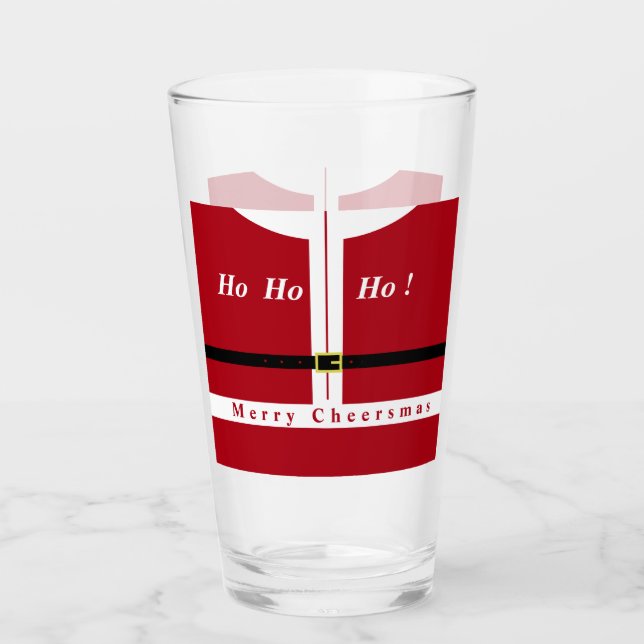Copo De Pint Vidro Natal Papai Noel com presentes - Divertido (Frente)