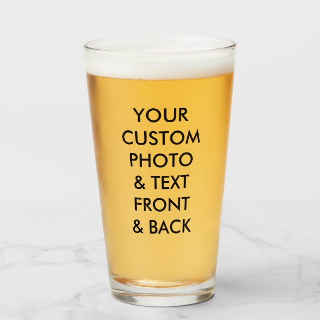 Copo De Pint VIDRO personalizado da CERVEJA FOTOGRÁFICA 16oz; 1 (Frente (Preenchido))
