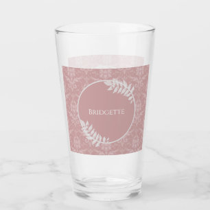 Copo De Pint Vidro Personalizado de Damasco Elegante Rosa