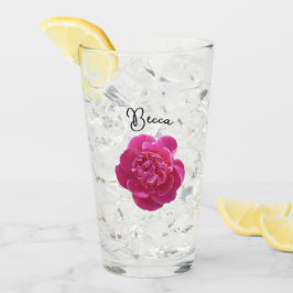 Copo De Pint Vidro Personalizado de Flor de Pênia Rosa Vibrante