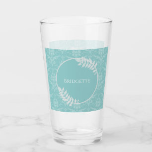 Copo De Pint Vidro Personalizado do Damasco Elegante Teal