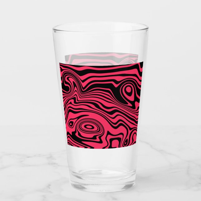 Copo De Pint Vidro Preto e Vermelho (Frente)