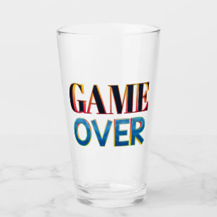 Copo De Pint Vidro transparente com "Game Over" em negrito e co