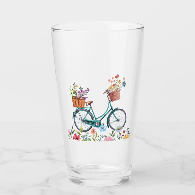 Copo De Pint Vidro Tumbler, Vidro de pinta, 16 oz, Bicicleta Vi (Frente)